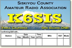 QSL Card - Siskiyou County Amateur Radio Association